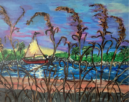 Sea Oats Sailboat - Note Card