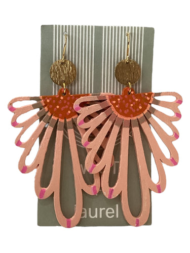 Hand Painted Earrings - Peach Keys