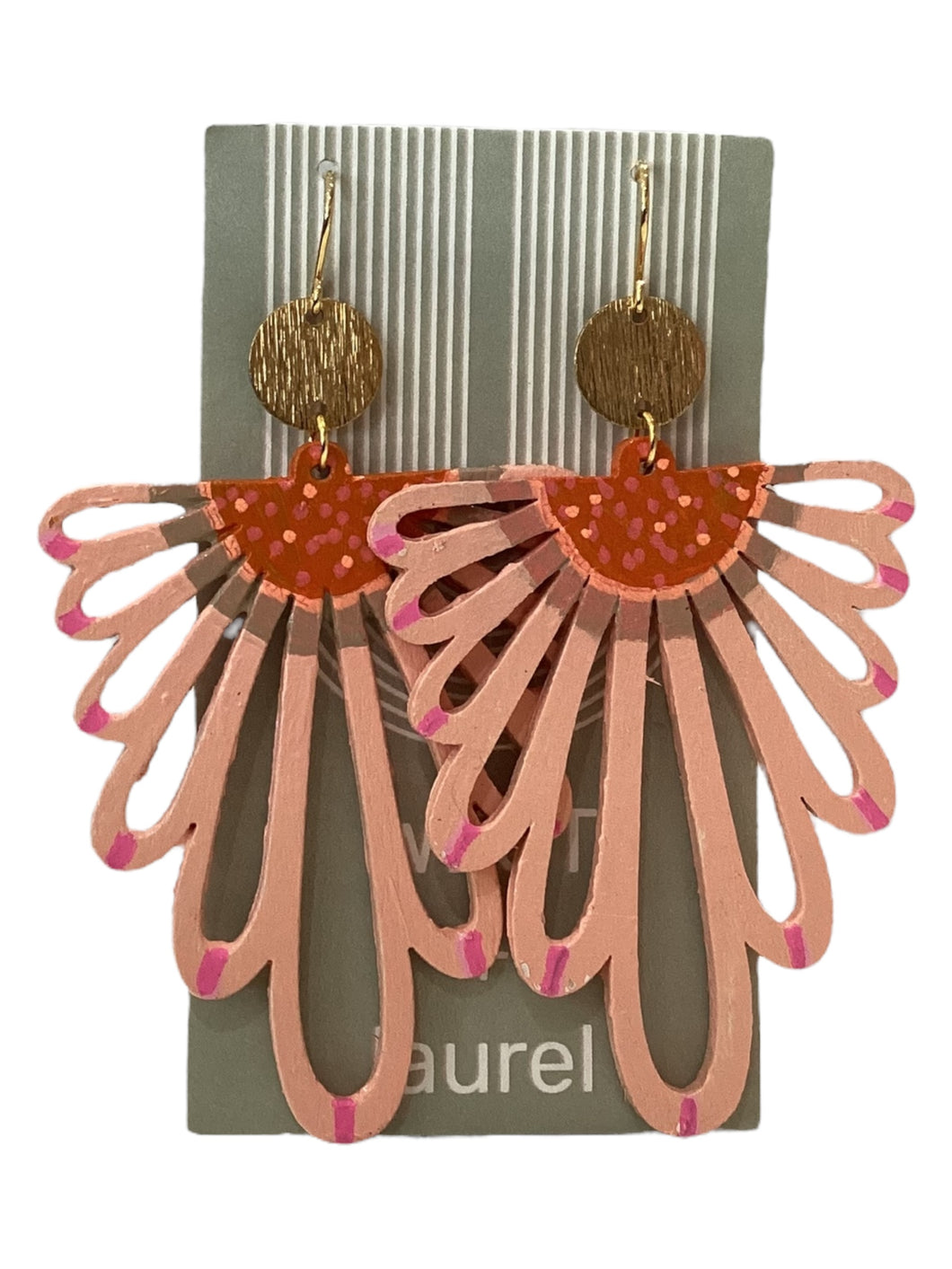 Hand Painted Earrings - Peach Keys