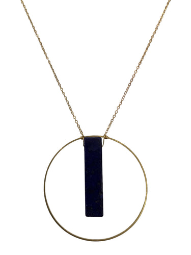 Gemstone Pendant Midi - Lapis on Brass