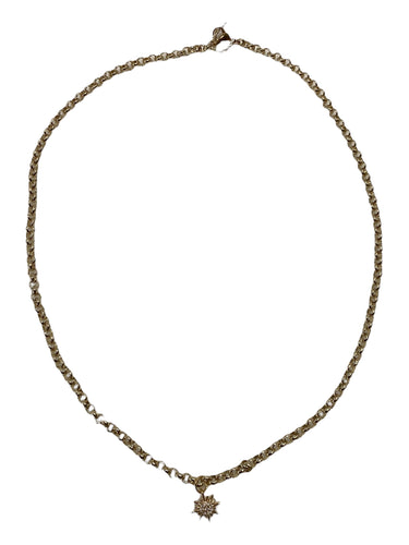 Sun Stainless Steel Rolo Chain Necklace