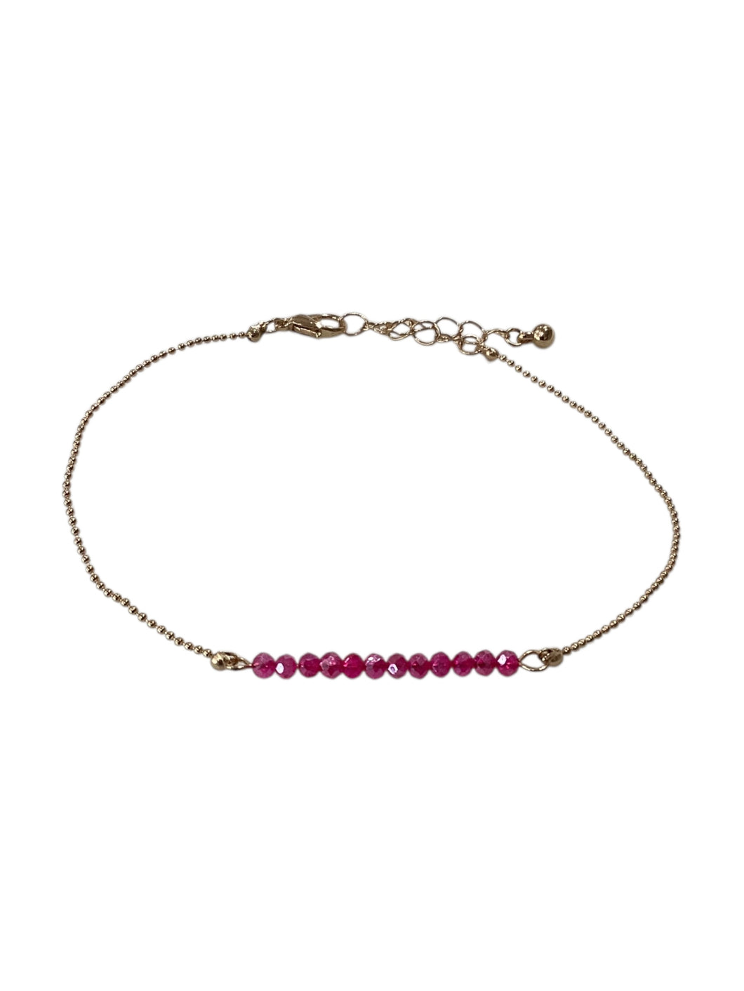 Bright Facet Beaded Bar & Gold Chain Anklet - Red