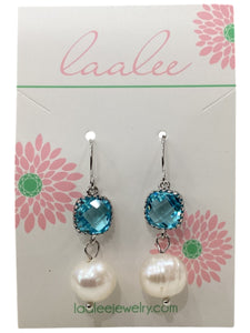 Aquamarine Pearl Earrings