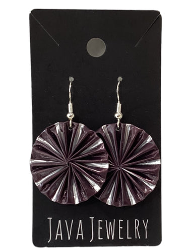 Purple/Silver Round Earrings