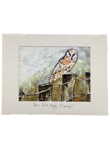 Barn Owl Foggy Morning - Print - 11