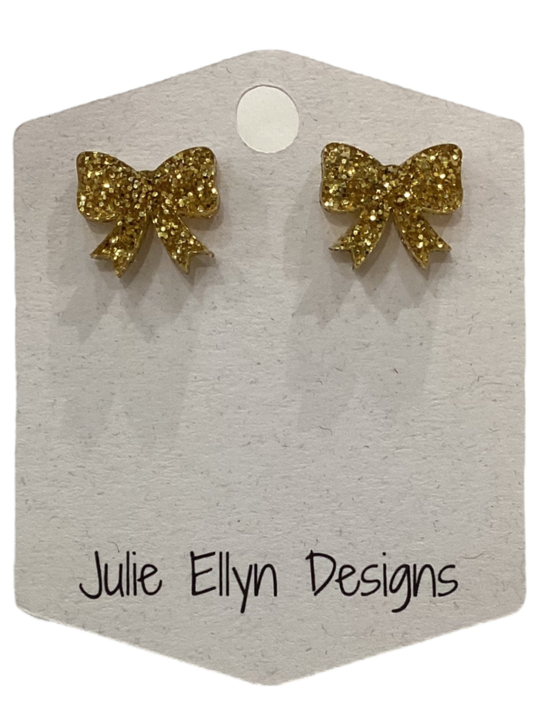 Sparkle Bow Stud Earrings - Gold