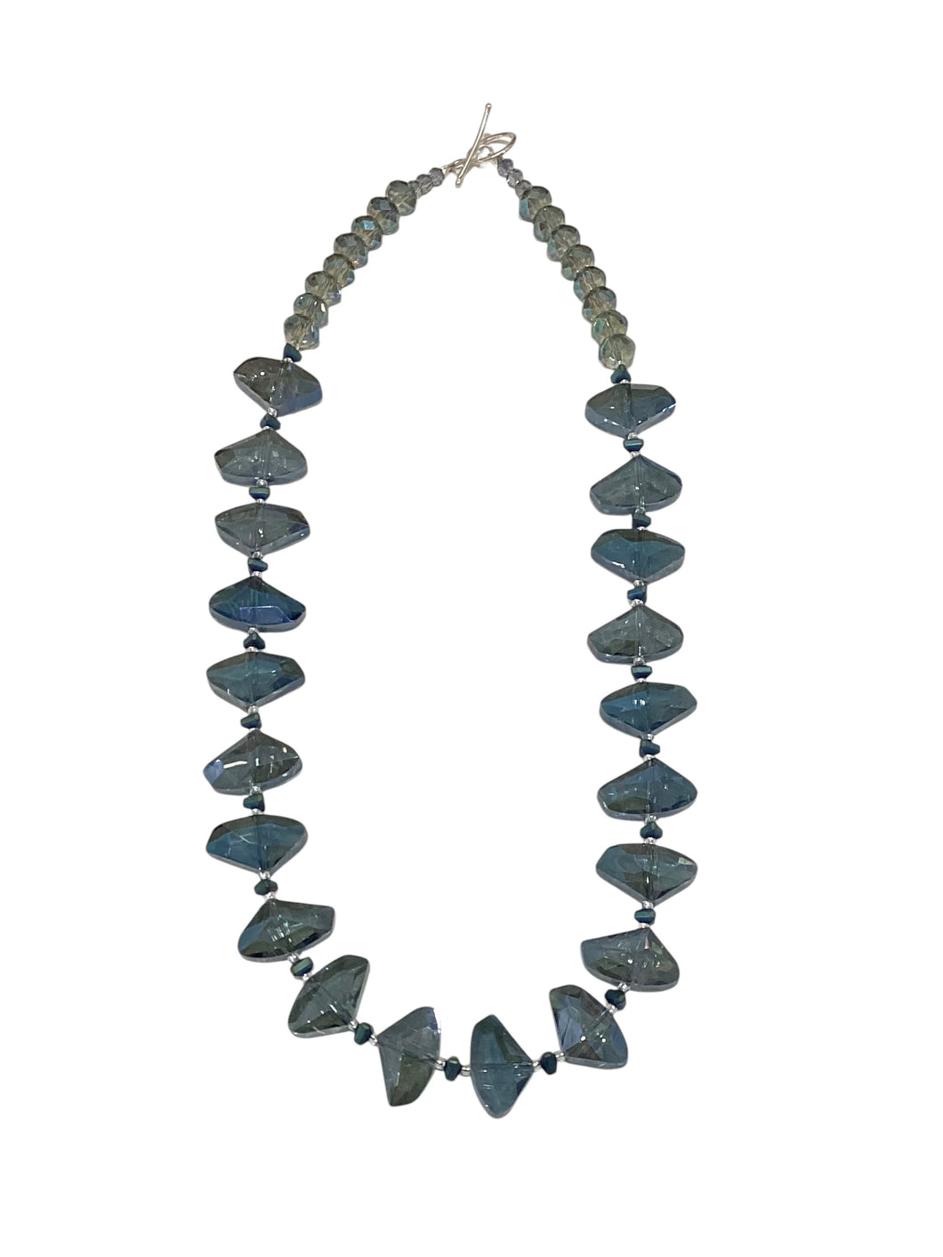 Blue Offset Crystals Necklace