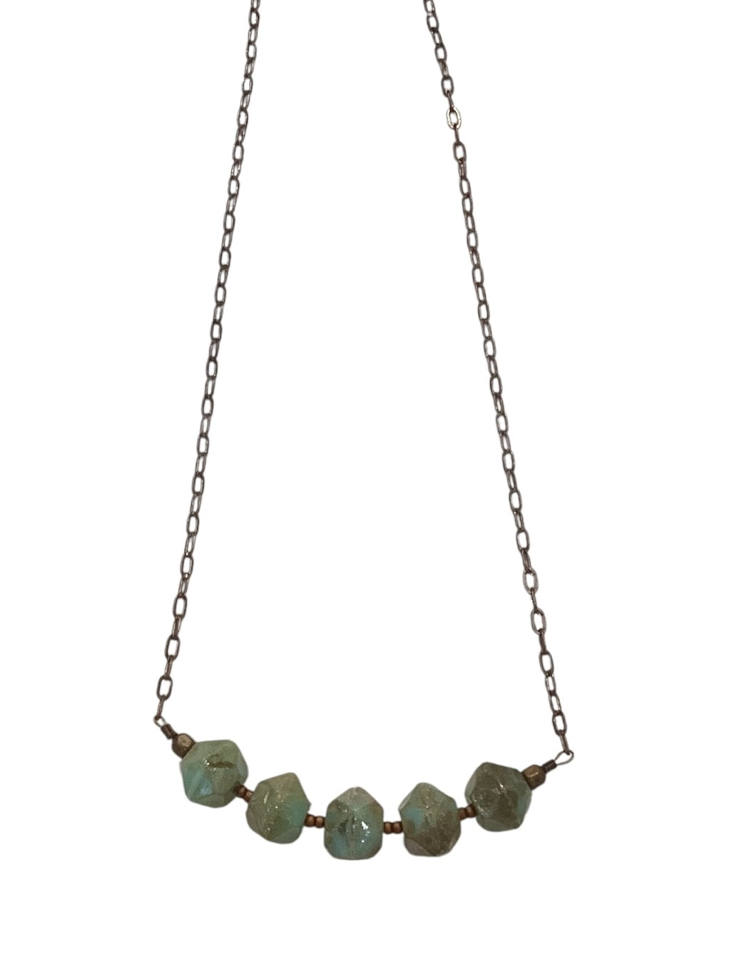 Mint Green English Cut Czech Glass Necklace