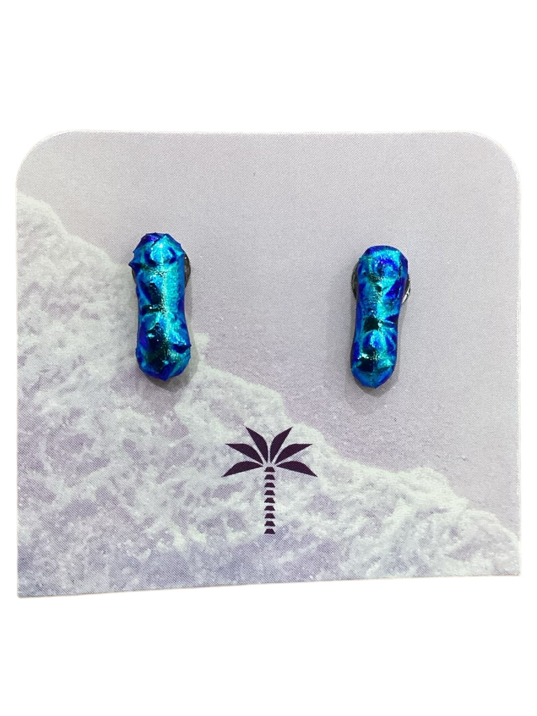 Dichroic Post Earrings - Teal