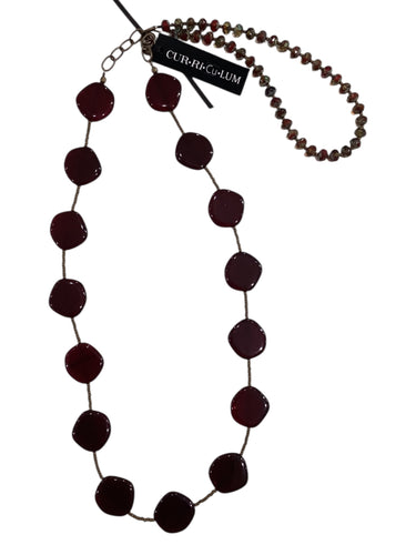 Cranberry Red Disk Czech Glass Long Necklace