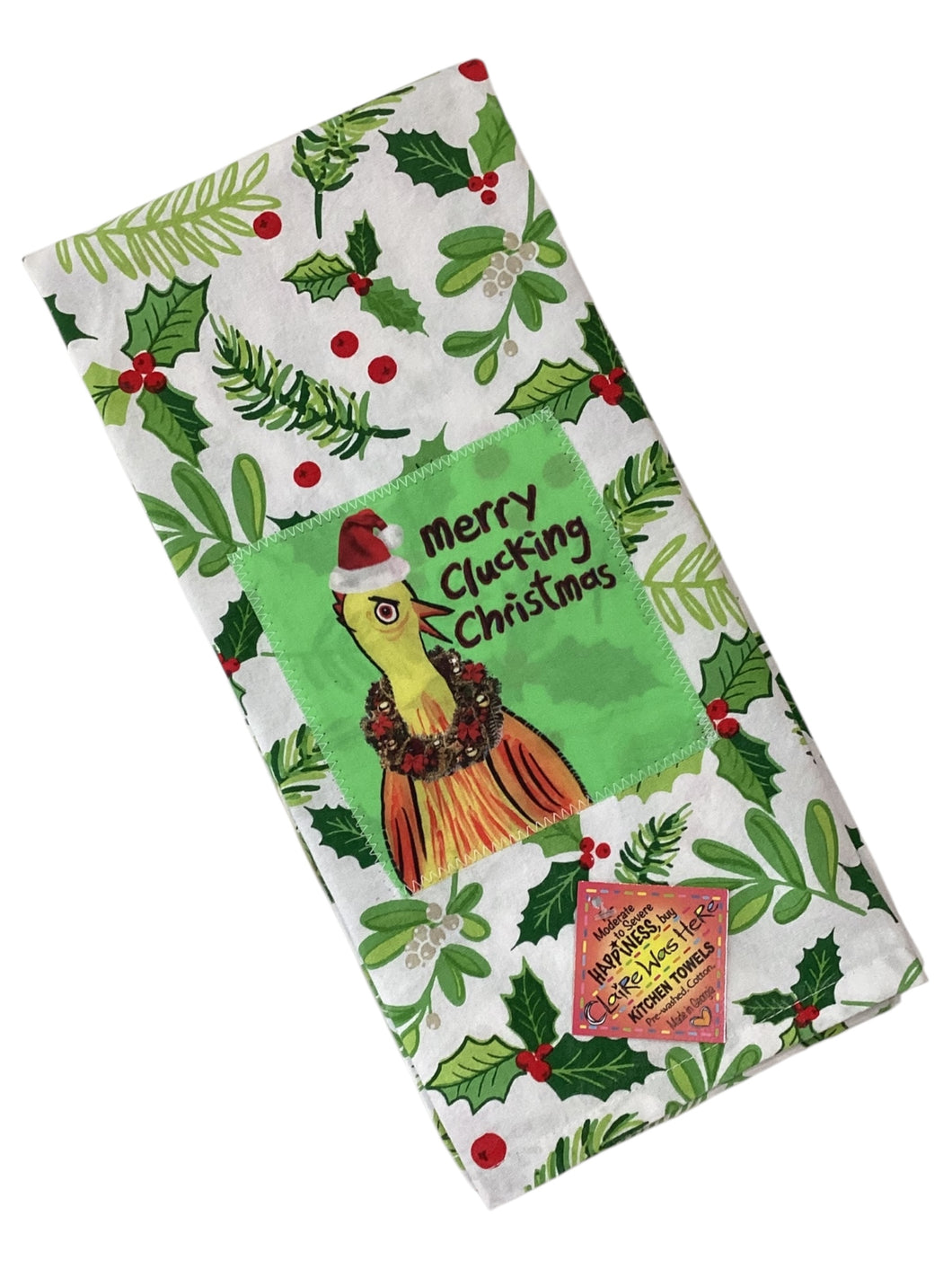 #C9 Tea Towel - Merry Clucking Christmas