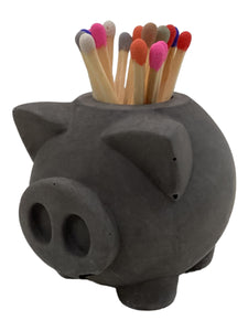 "Big Oink" - Match Holder / Candle Holder - Charcol/Dark-Grey