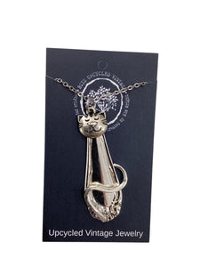 Silverplate Kitty Cat Necklace