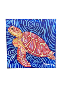 Abstract Red + Blue Seaturtle