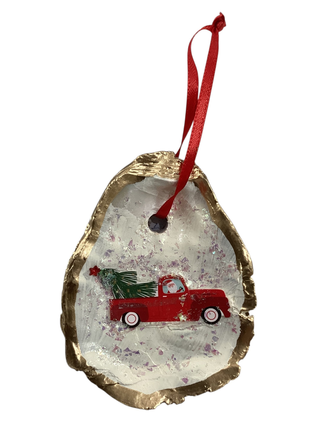 Holiday Oyster Ornament - Red Truck