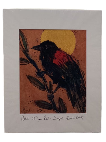 Gold Moon Red-Winged Black Bird - Print - 11