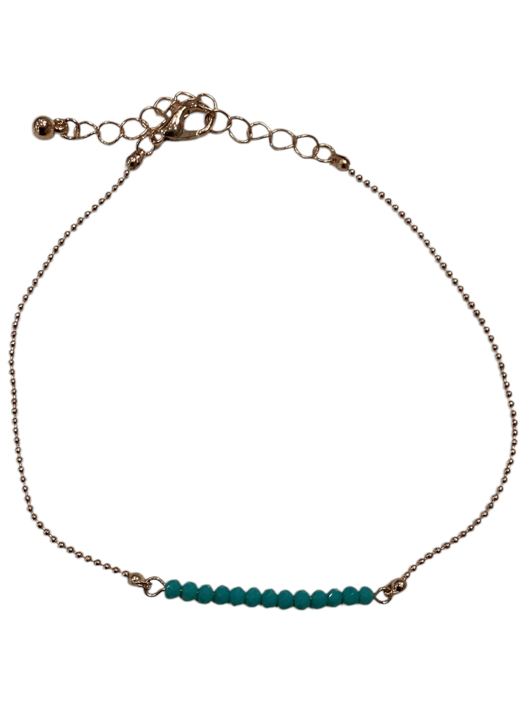 Facet Pastel Bead Bar Anklet - Mint