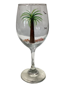 Stemmed Wine Glass - Palm Tree