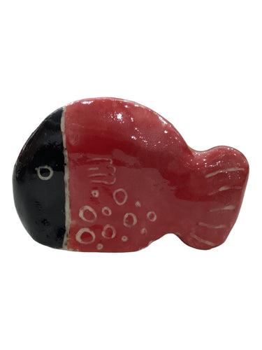 Fish Sculpture/Stone - Red/Black