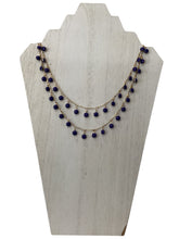 Double Stranded Drop Enamel Necklace - Gold/Navy