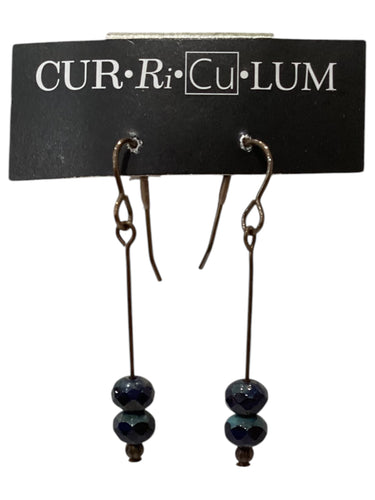 Dark Royal Blue Czech Glass Earrings on Wire