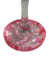 Red Wine Glass with Built-In Coaster - Lip Glitter - Engraved "Kiss Me"
