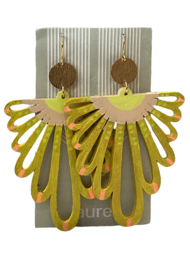 Hand Painted Earrings - Mustard Keys