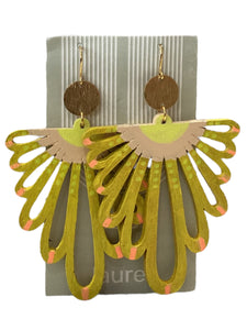 Hand Painted Earrings - Mustard Keys