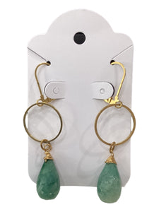 Gemstone Statement Earrings - Dyed Emerald/Brass