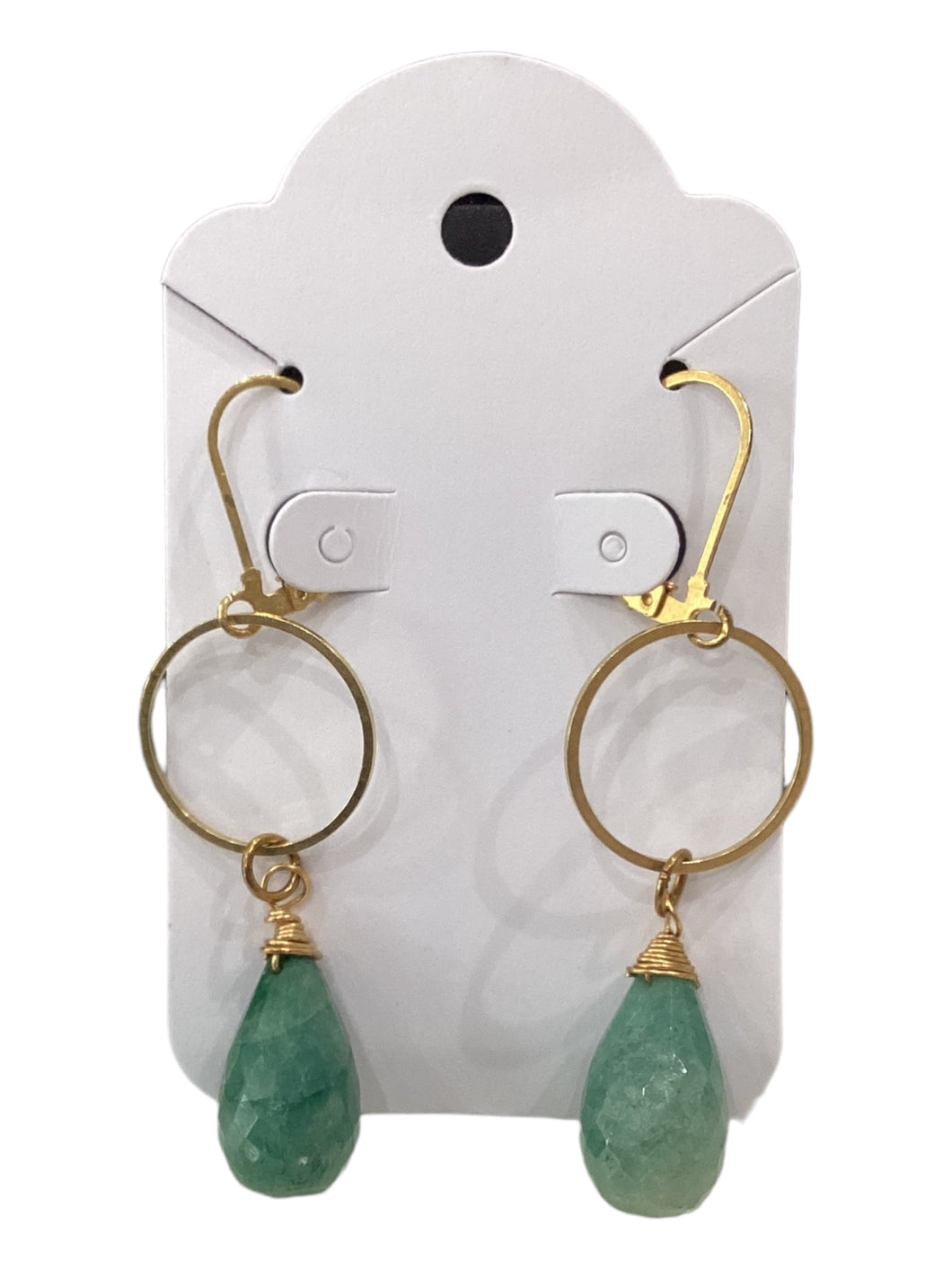 Gemstone Statement Earrings - Dyed Emerald/Brass