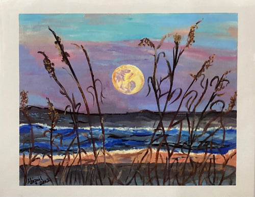 Sea Oats Moonrise - Note Card