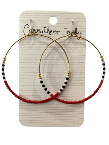 Red + Black + White Hoop Earrings