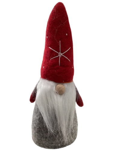 Felt Gnome with Red Snowflake Hat