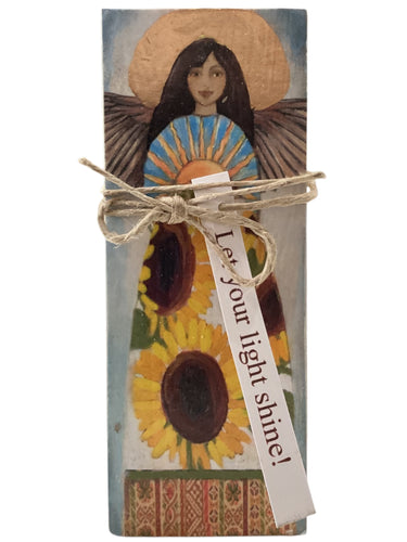 Small Wood Block Angel - Let your light shine!