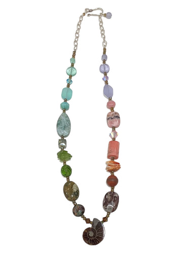 Gemstones w/ Ammonite Drop Necklace
