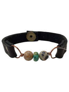 Genuine Leather & Natural Stones Bracelet