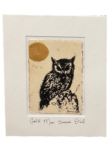 Gold Moon Screech Owl - Original - 8