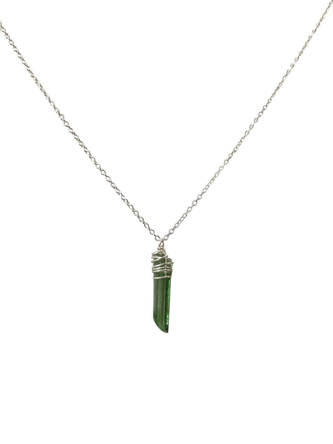 Green Quartz Necklace - Silver