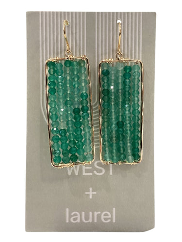 Fancy Gemstone Earrings - Rectangle - Teal