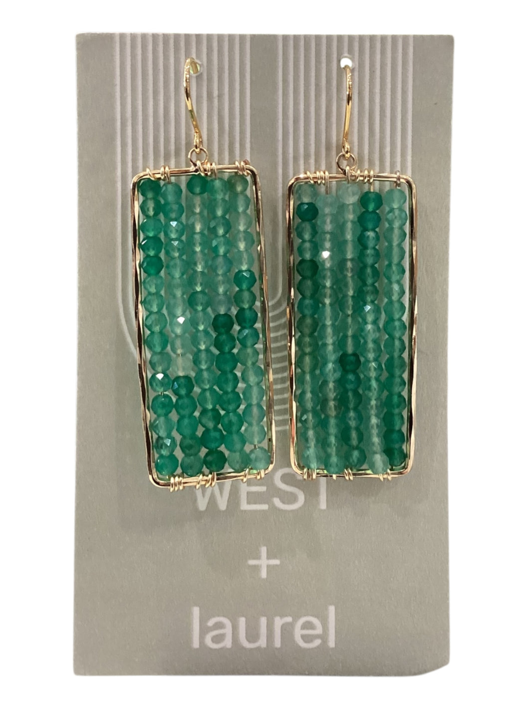 Fancy Gemstone Earrings - Rectangle - Teal