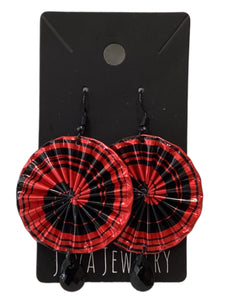 Black/Red Round Earrings