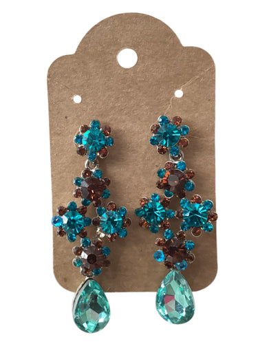 Vintager Dangle Earrings - Blue/Dark Amber