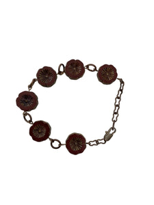 Garnet Flower Bead Bracelet