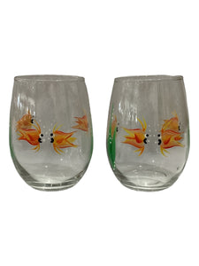 Stemless Wine Glass Set - Fish