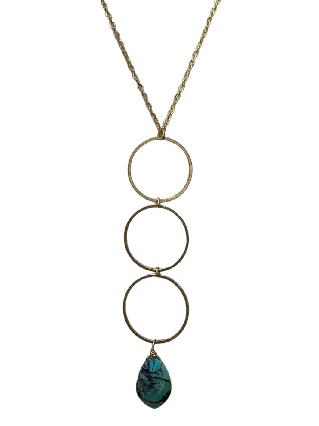 Gemstone Pendant Midi - Turquoise on Brass