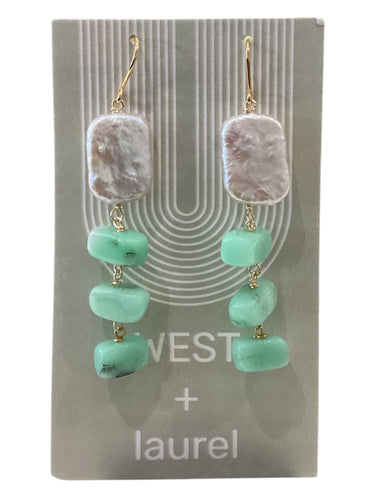 Fancy Gemstone Earrings - Pearl + Teal