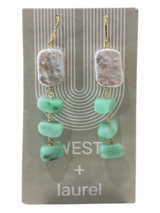 Fancy Gemstone Earrings - Pearl + Teal