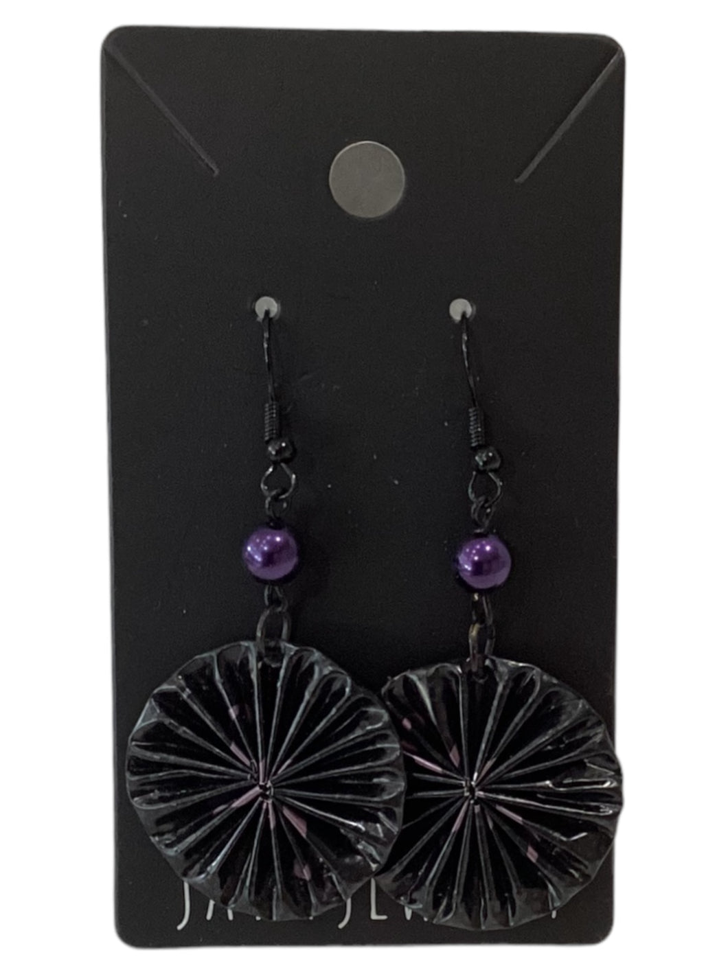 Black/Purple Round Earrings