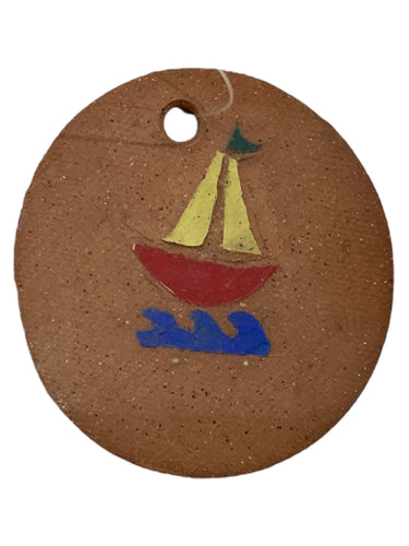 Sail Boat Ornament - Small Round