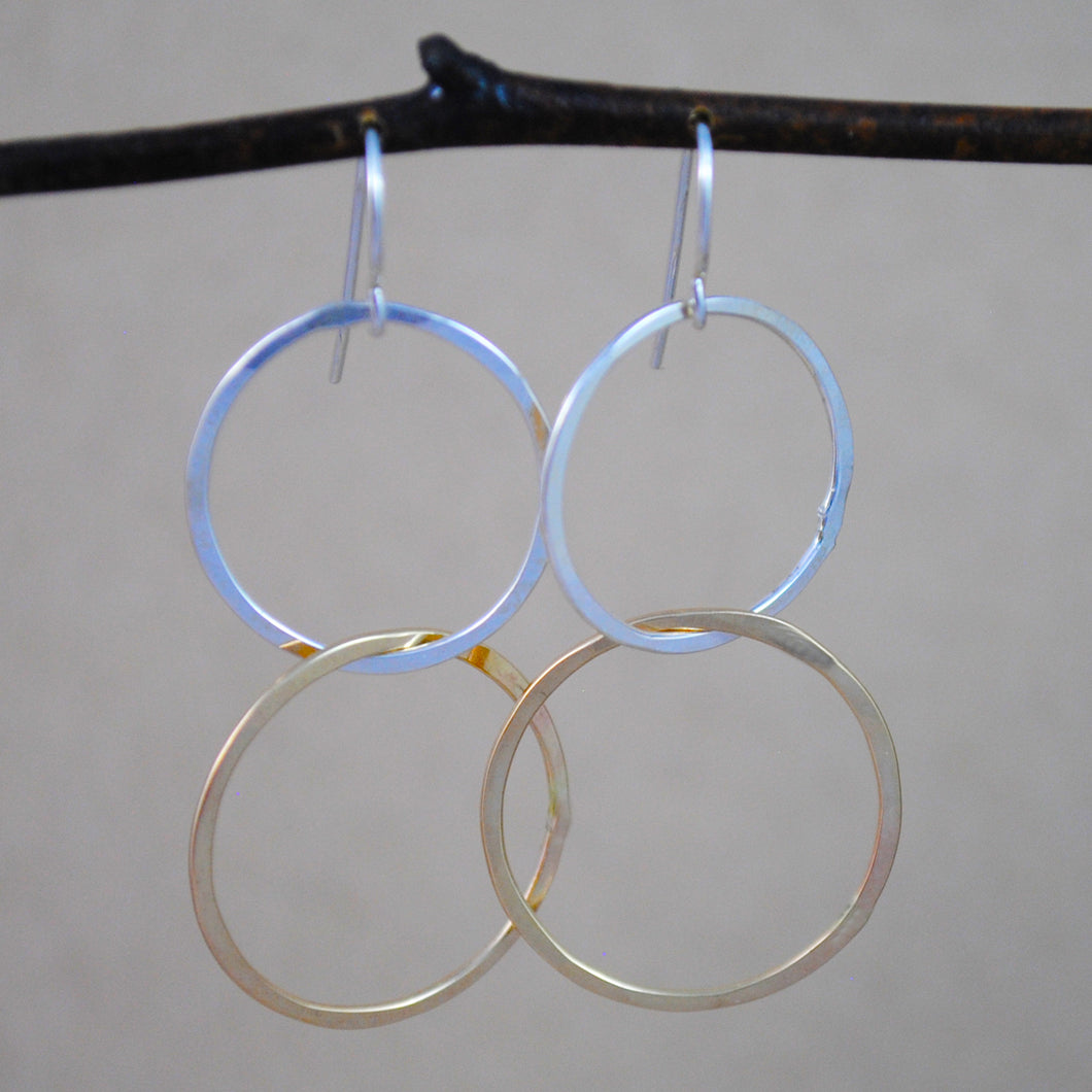 Large Interlocking Earrings - mixed metals